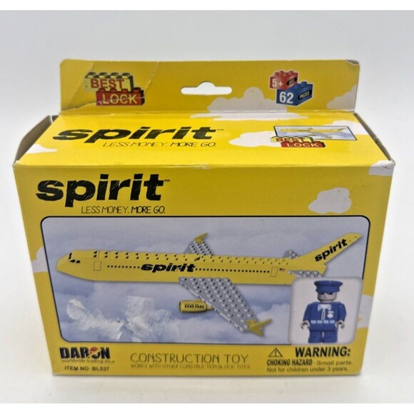 Daron Spirit Airlines Construction Toy Airplane/Pilot Figure New/Sealed - Picture 1 of 9